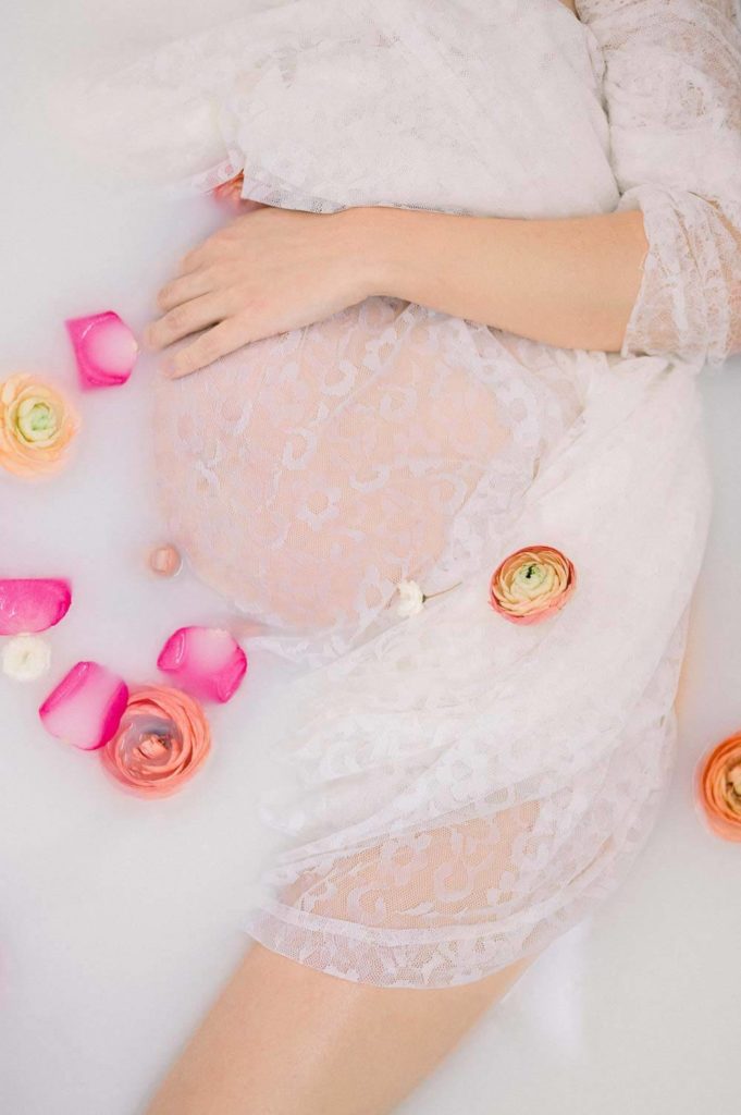 bain de lait fleuri maternité